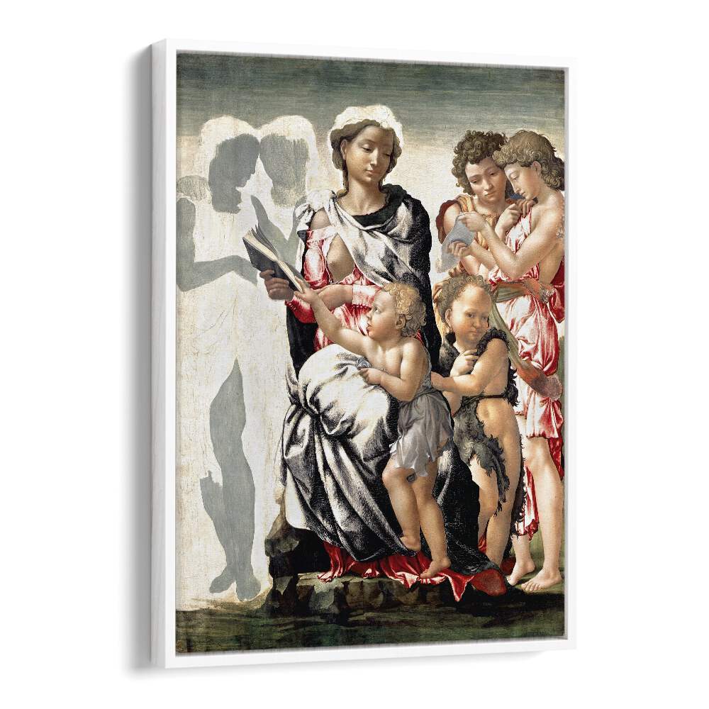 Manchester Madonna (1497) Michelangelo Buonarroti art painting Artwork in White Floater Frame