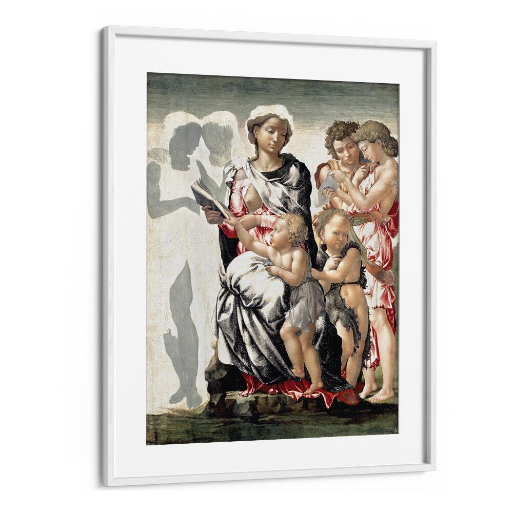 Manchester Madonna (1497) Michelangelo Buonarroti art painting Artwork in White frame With Mount