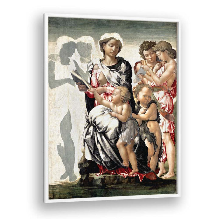 Manchester Madonna (1497) Michelangelo Buonarroti art painting Artwork in White Plain Frame