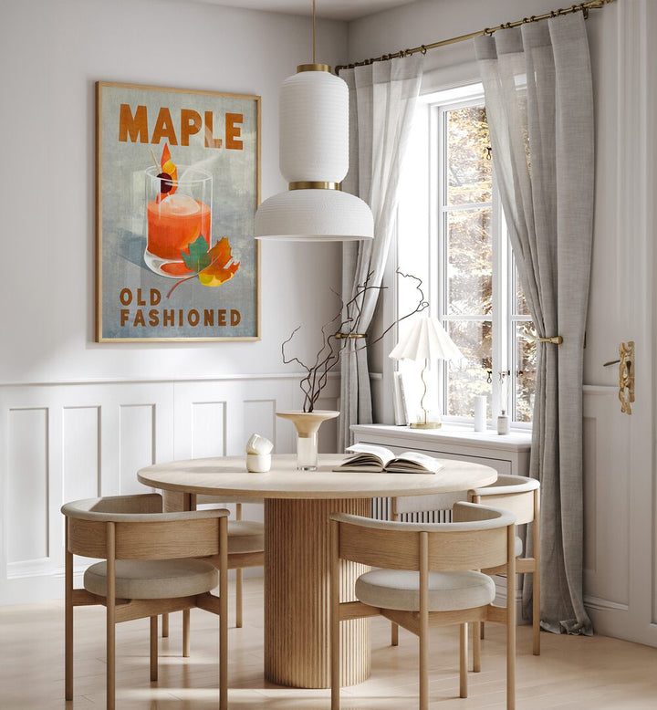 Stylish Maple Old Fashioned bar art poster perfect for elevating your café or home cocktail experience.