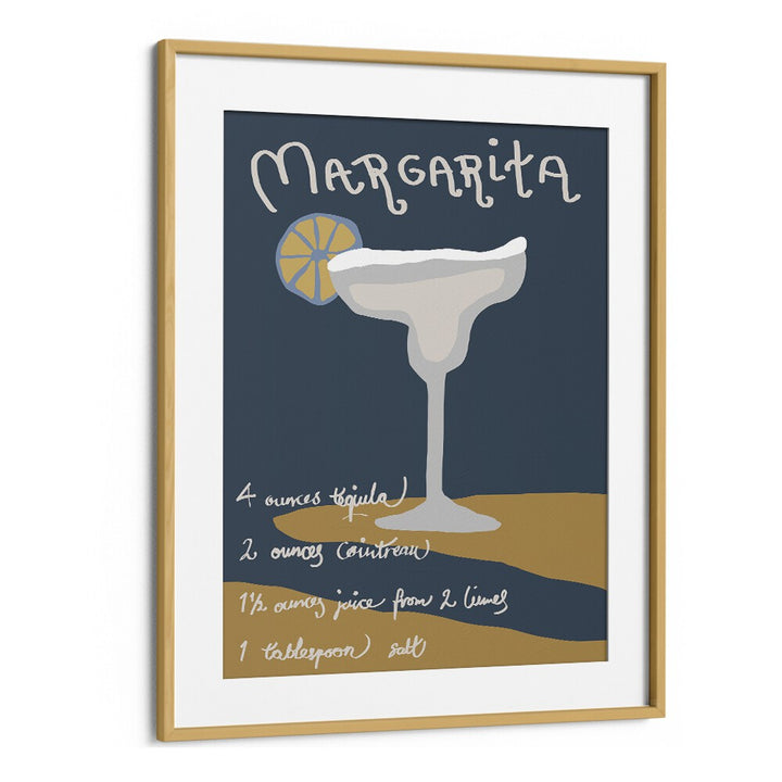 Margarita Bar & Cafe Artwork in Oak Wood Frame With Mount