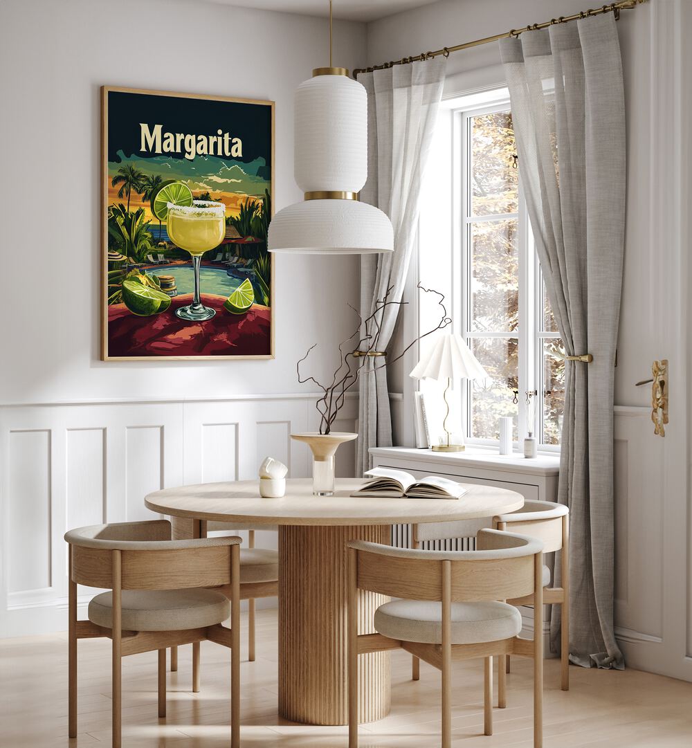 Stylish MARGARITA VINTAGE, BAR art enhances any cafe setting with its timeless charm and elegant design.