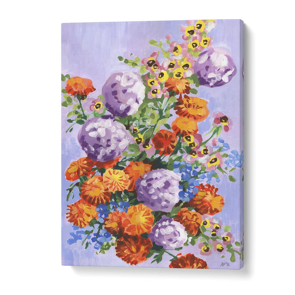 Marigold And Hydrangea By Ania Zwara Botanical Flower Paintings Artwork in Gallery Wrap