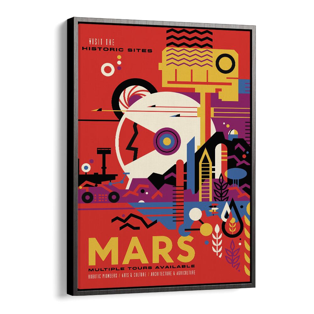 Mars Astronaut & Nasa Paintings, Space Art Prints Artwork in Black Floater Frame
