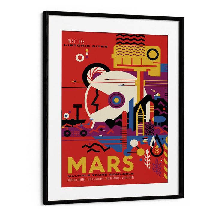 Mars Astronaut & Nasa Paintings, Space Art Prints Artwork in Black Frame With Mount
