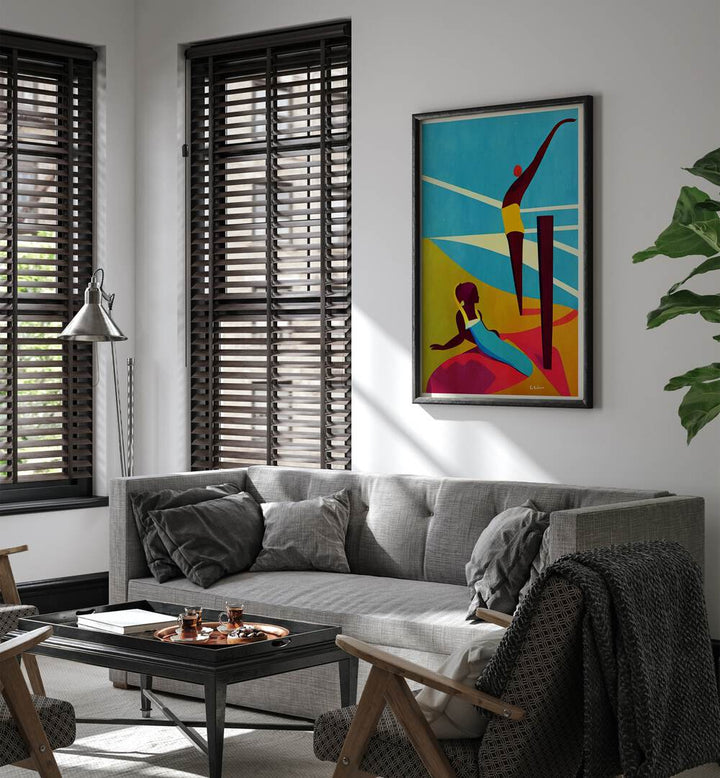 Vibrant MARTINIQUE, BEACH PAINTINGS enhance a cozy living space with serene coastal vibes and stunning colors.