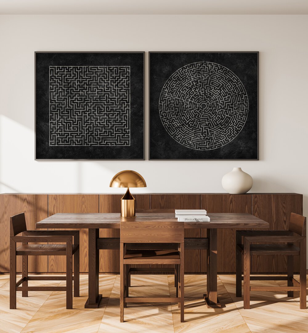 Enhance your decor with the MAZE JOURNEY SET, SET OF 2 PAINTINGS, perfect for adding sophistication to any room.