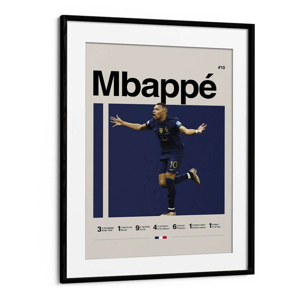 Mbappe Sports Art Artwork in Black Frame With Mount