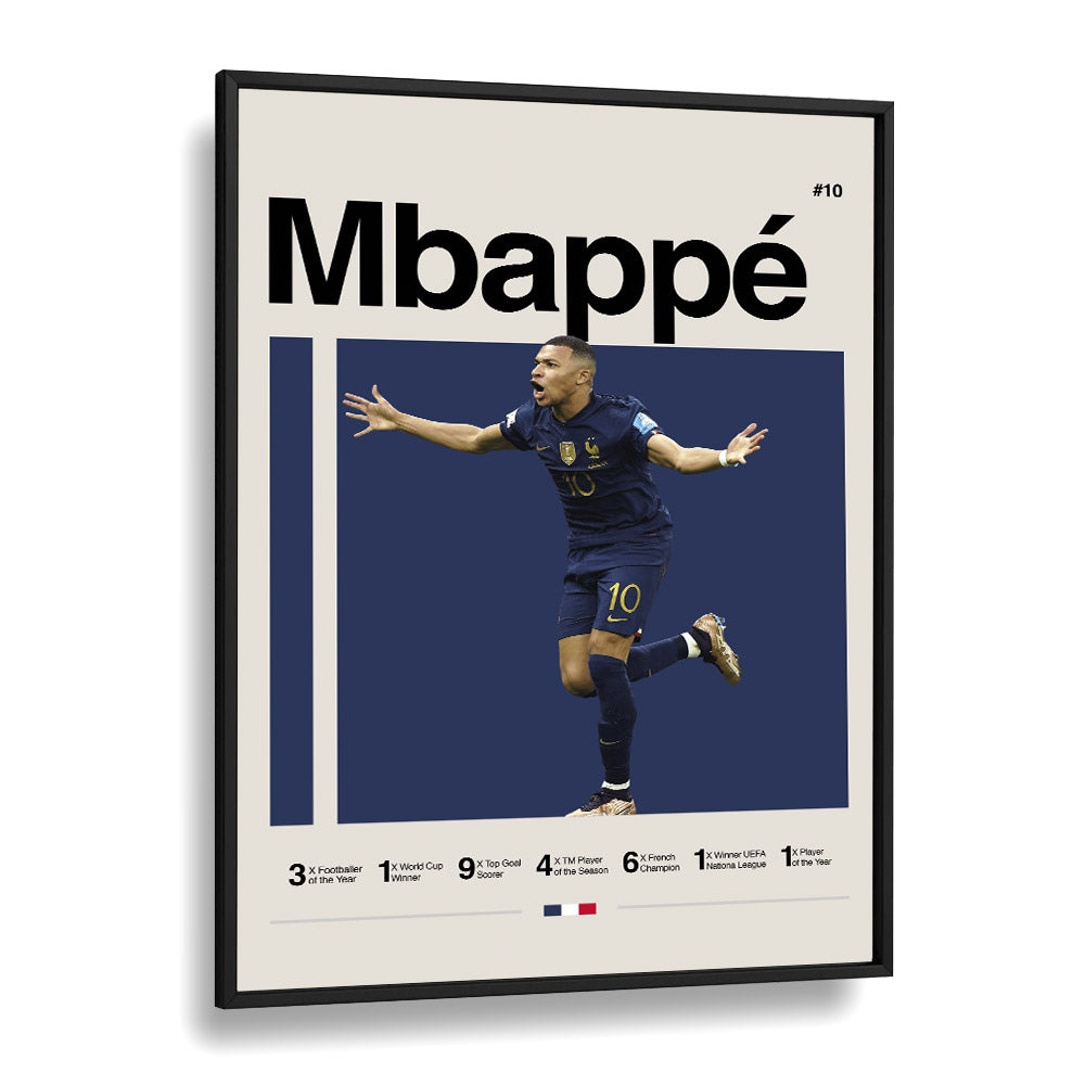 Mbappe Sports Art Artwork in Black Plain Frame