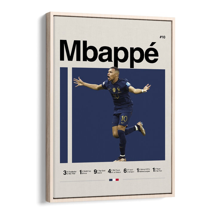 Mbappe Sports Art Artwork in Oak Wood Floater Frame