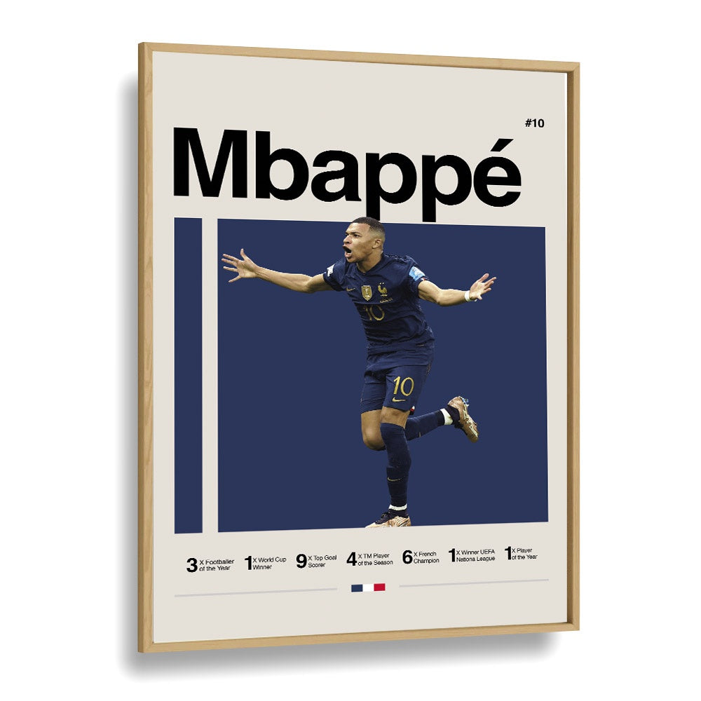 Mbappe Sports Art Artwork in Oak Wood Plain Frame