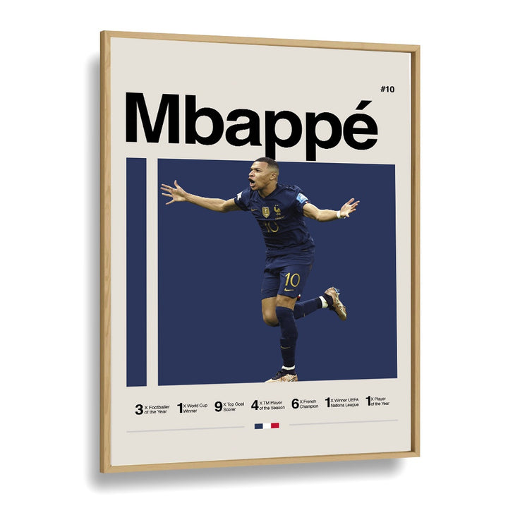 Mbappe Sports Art Artwork in Oak Wood Plain Frame