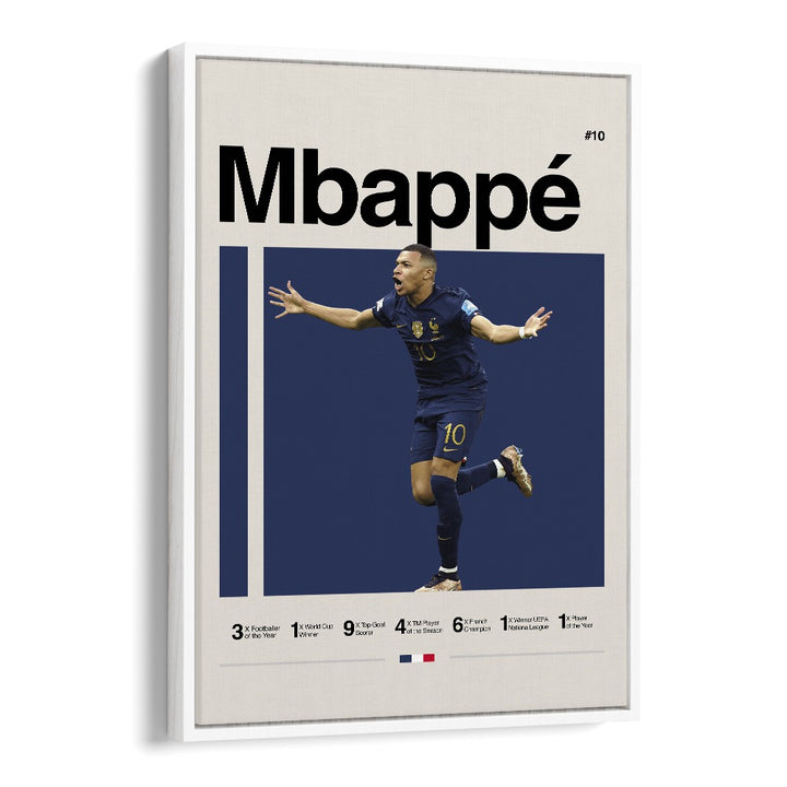 Mbappe Sports Art Artwork in White Floater Frame