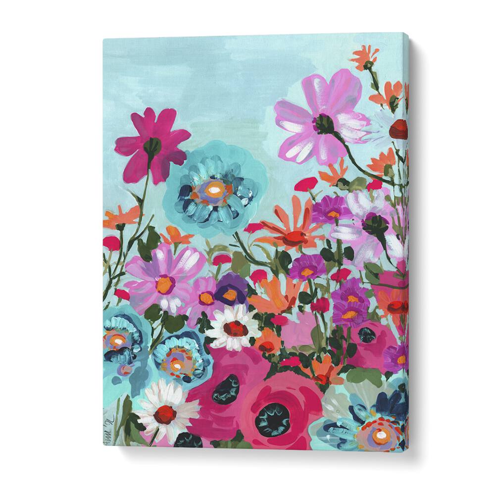 Meadow In June - Pink By Ania Zwara Botanical Flower Paintings Artwork in Gallery Wrap