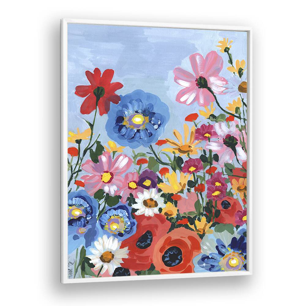 Meadow In June By Ania Zwara Botanical Flower Paintings painting Artwork  in White Plain Frame