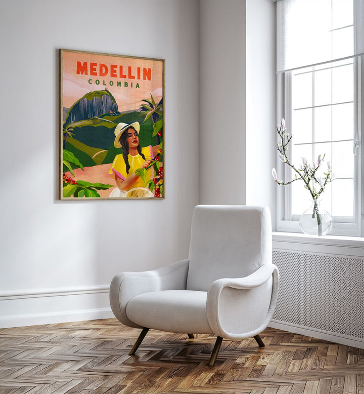 Colorful MEDELLIN COLOMBIA, VINTAGE TRAVEL POSTERS showcasing vibrant culture and stunning landscapes. Perfect for decor!