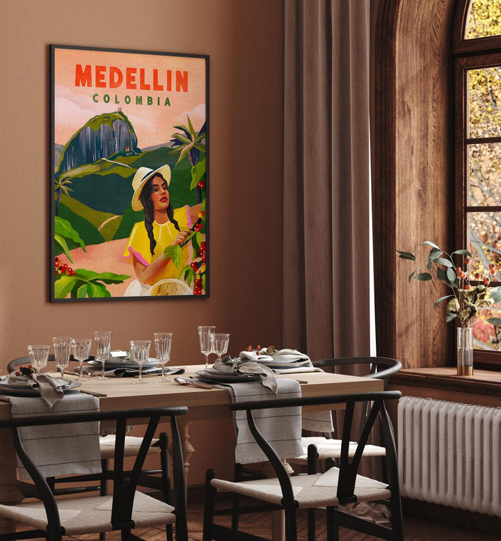 Vibrant MEDELLIN COLOMBIA, VINTAGE TRAVEL POSTERS showcasing stunning landscapes and cultural charm for your decor.