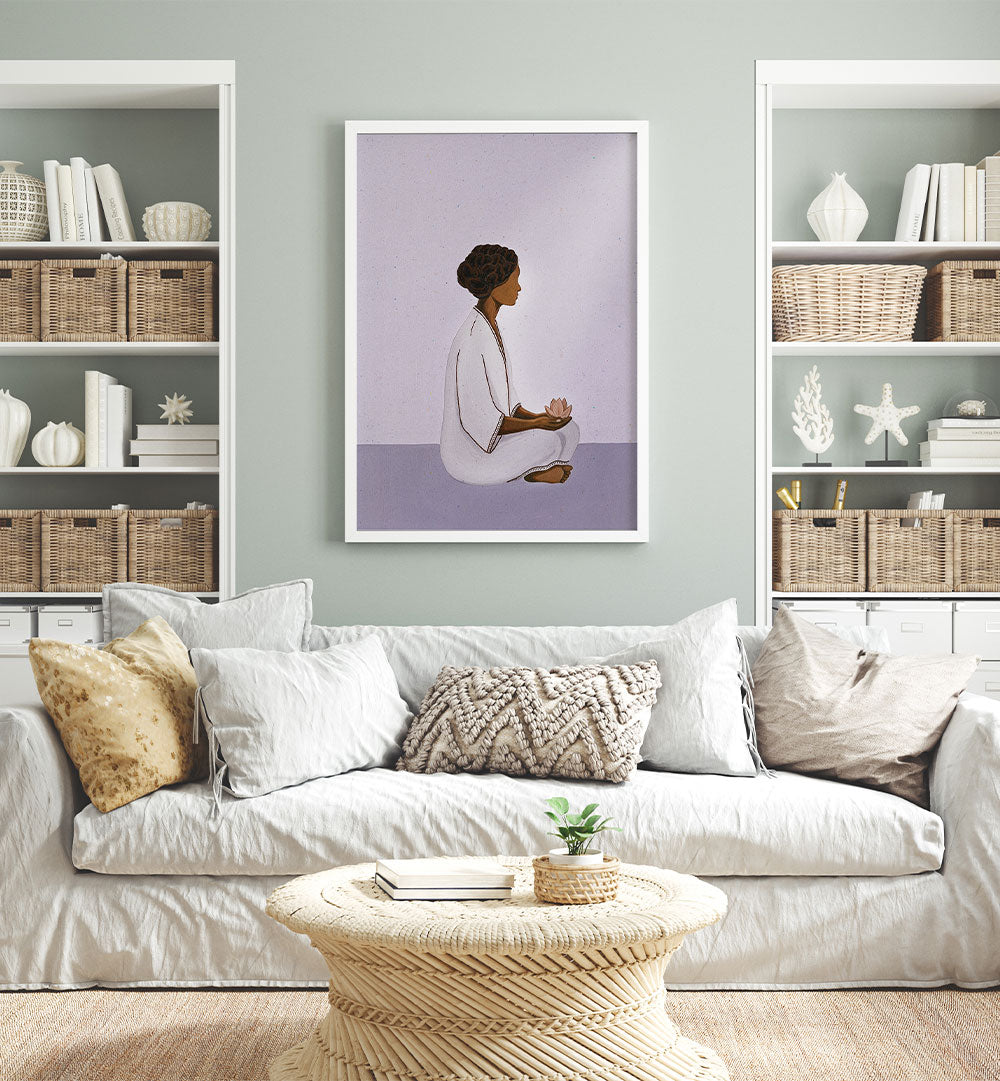 MEDITATING WOMAN WITH LOTUS