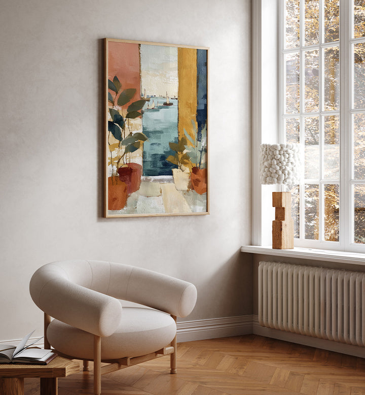 MEDITERRANEAN WINDOW WITH SAILBOATS
