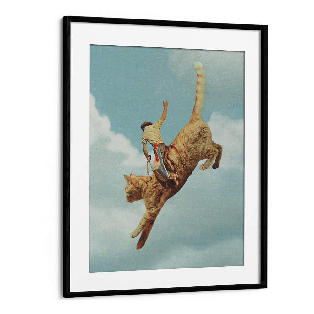 Meehaw Rodio Cat Surreal Art Artwork in Black Frame With Mount
