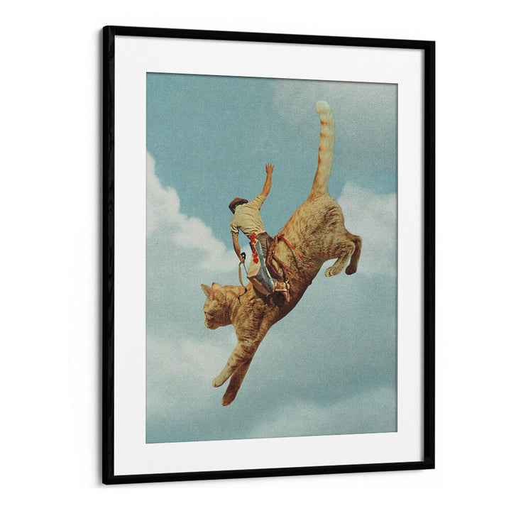 Meehaw Rodio Cat Surreal Art Artwork in Black Frame With Mount
