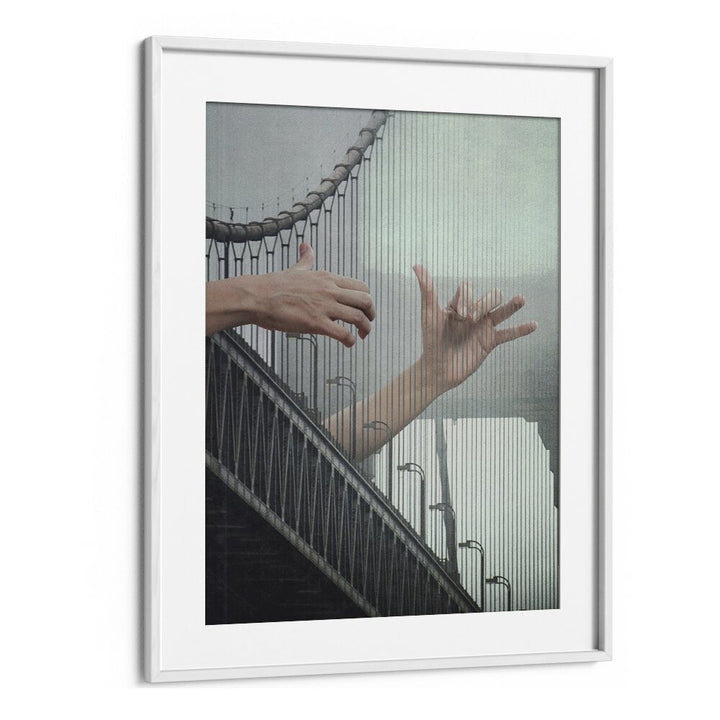 Melodic Bridge Surreal Painting Paintings Artwork  in White frame With Mount
