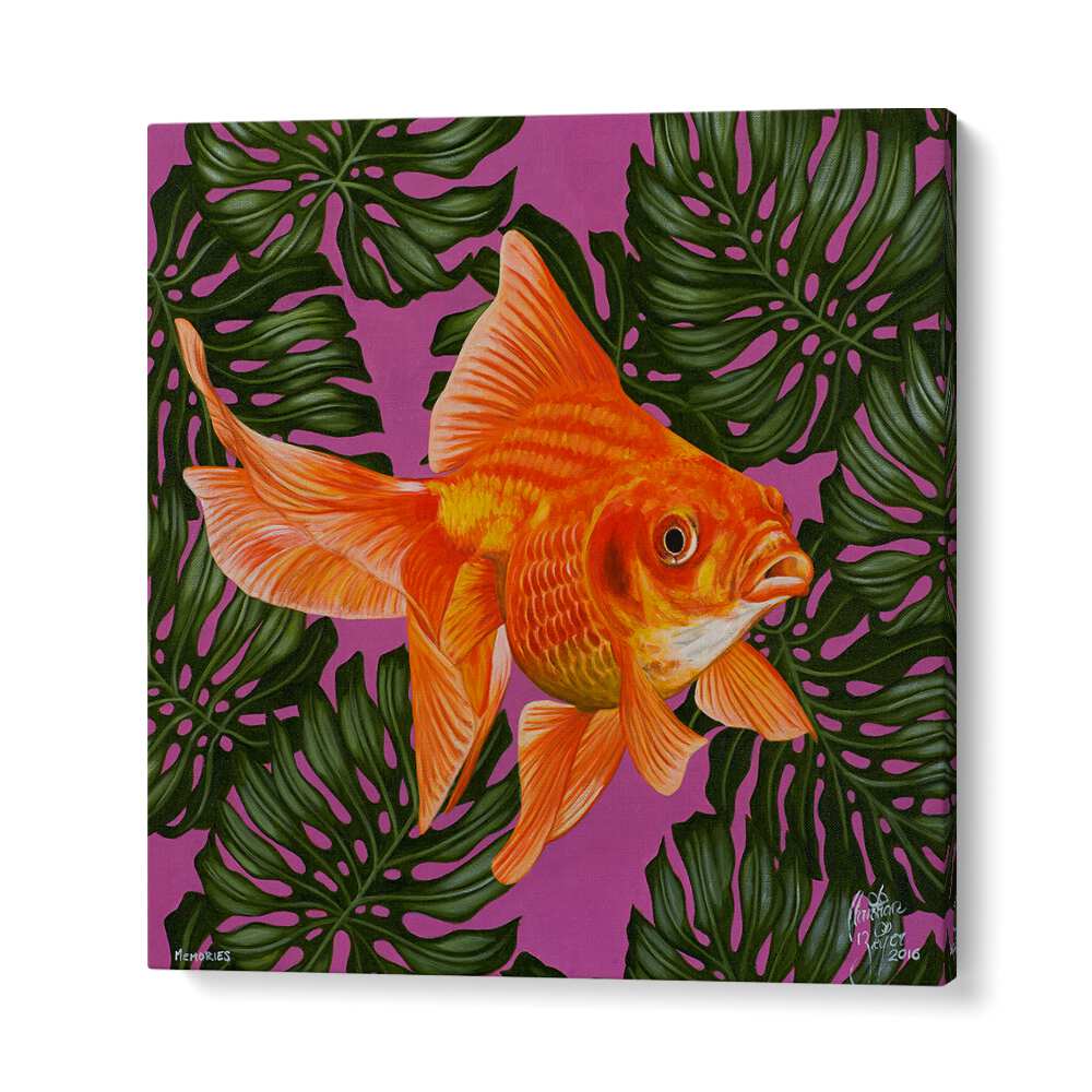 Memories By Christian Beijer , Gold Fish Painting Art in Gallery Wrap