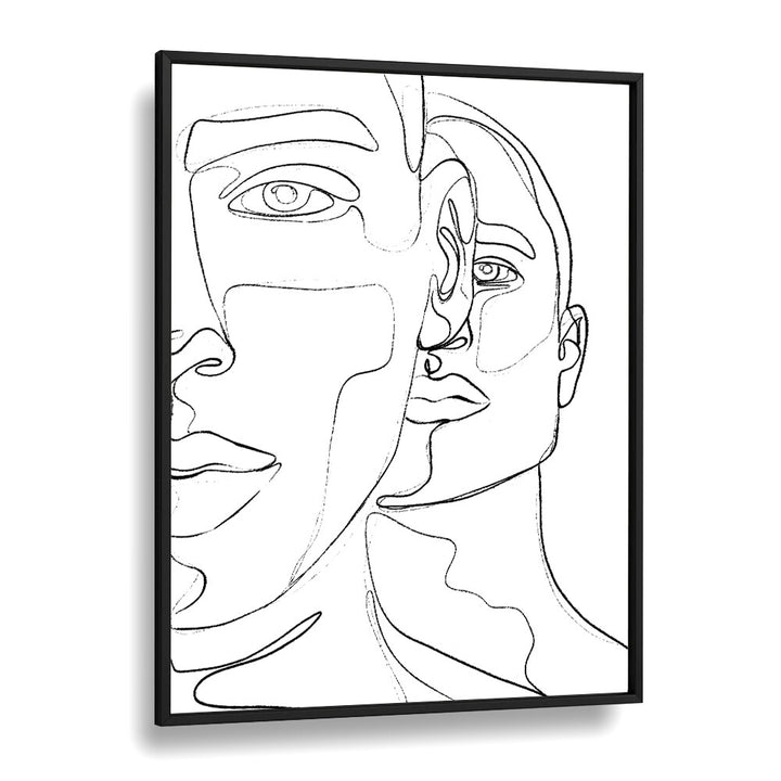 Men Line Art Artwork in Black Plain Frame