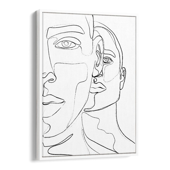 Men Line Art Artwork in White Floater Frame