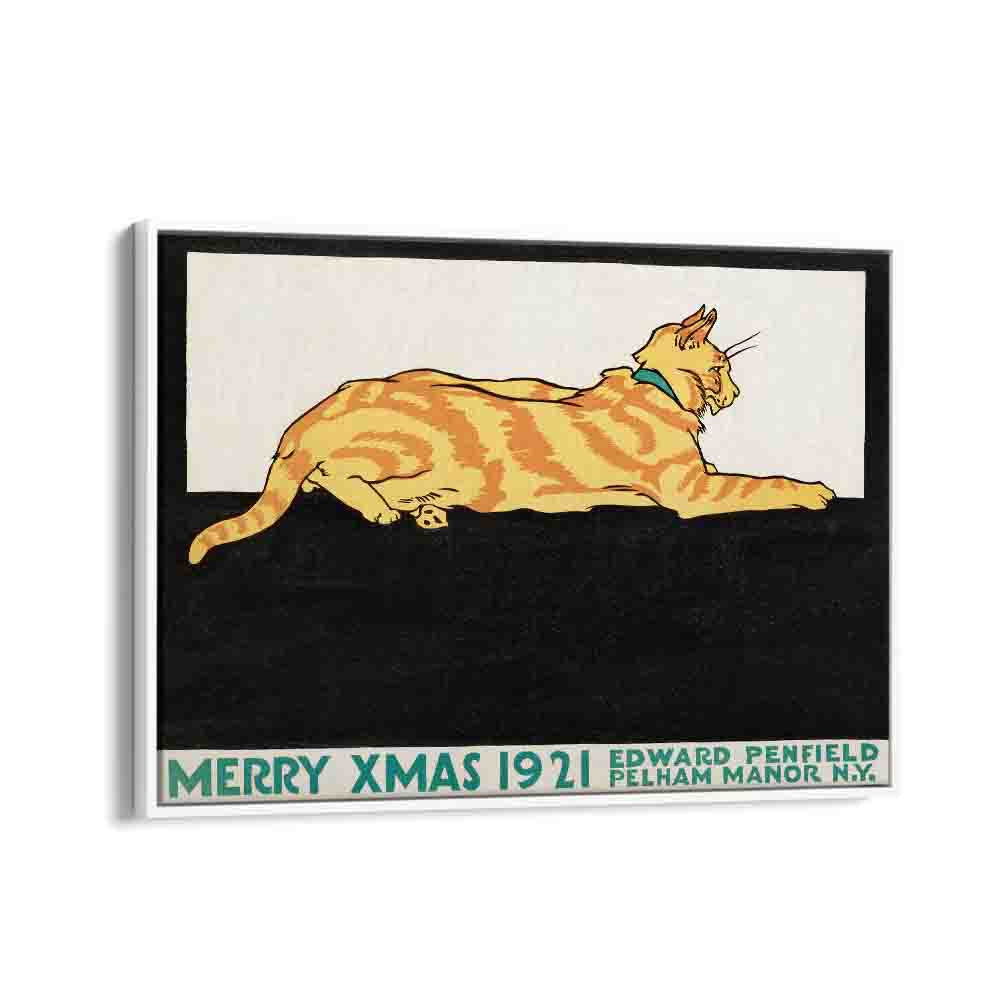 Merry Xmas Edward Penfield art painting Artwork in White Floater Frame