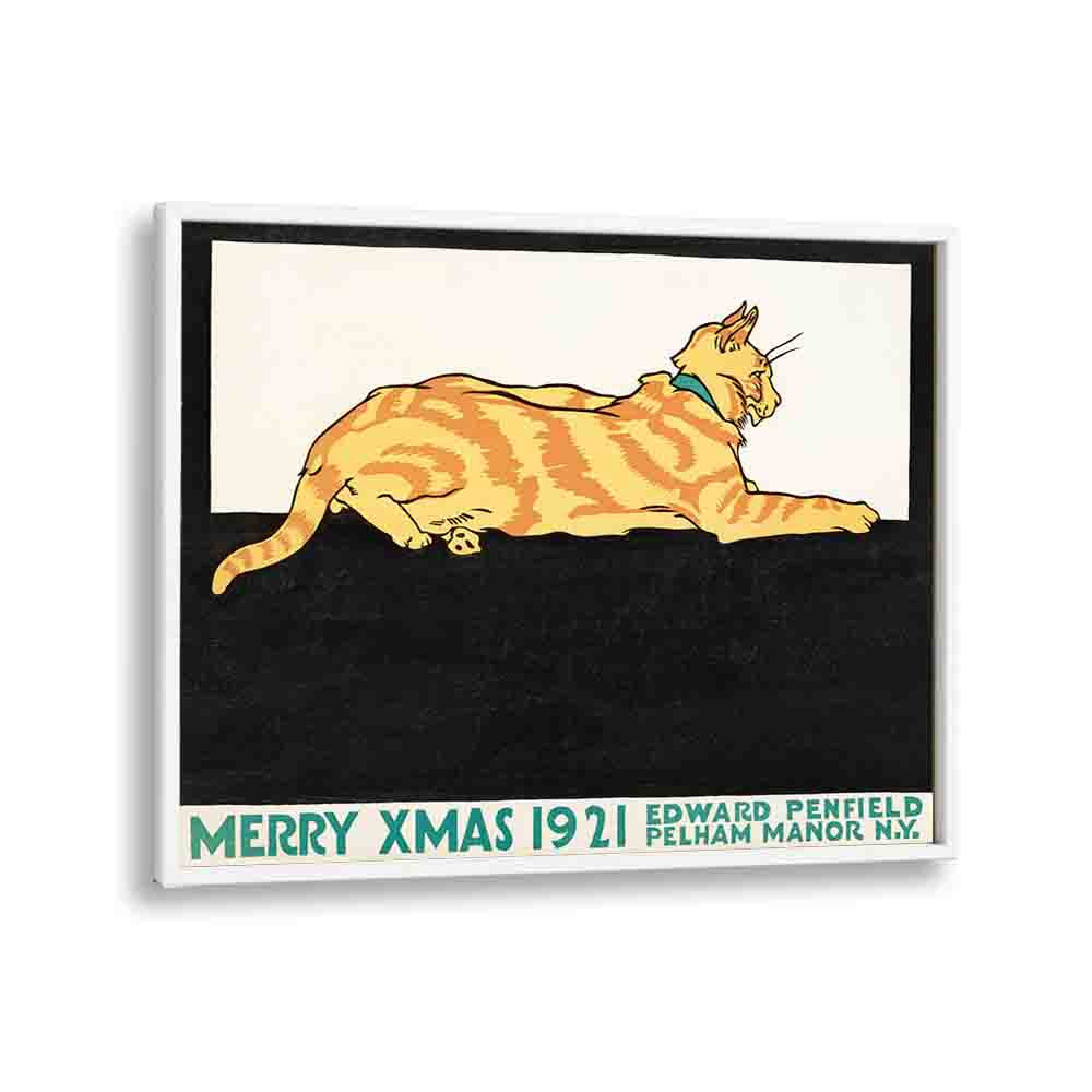 Merry Xmas Edward Penfield art painting Artwork in White Plain Frame