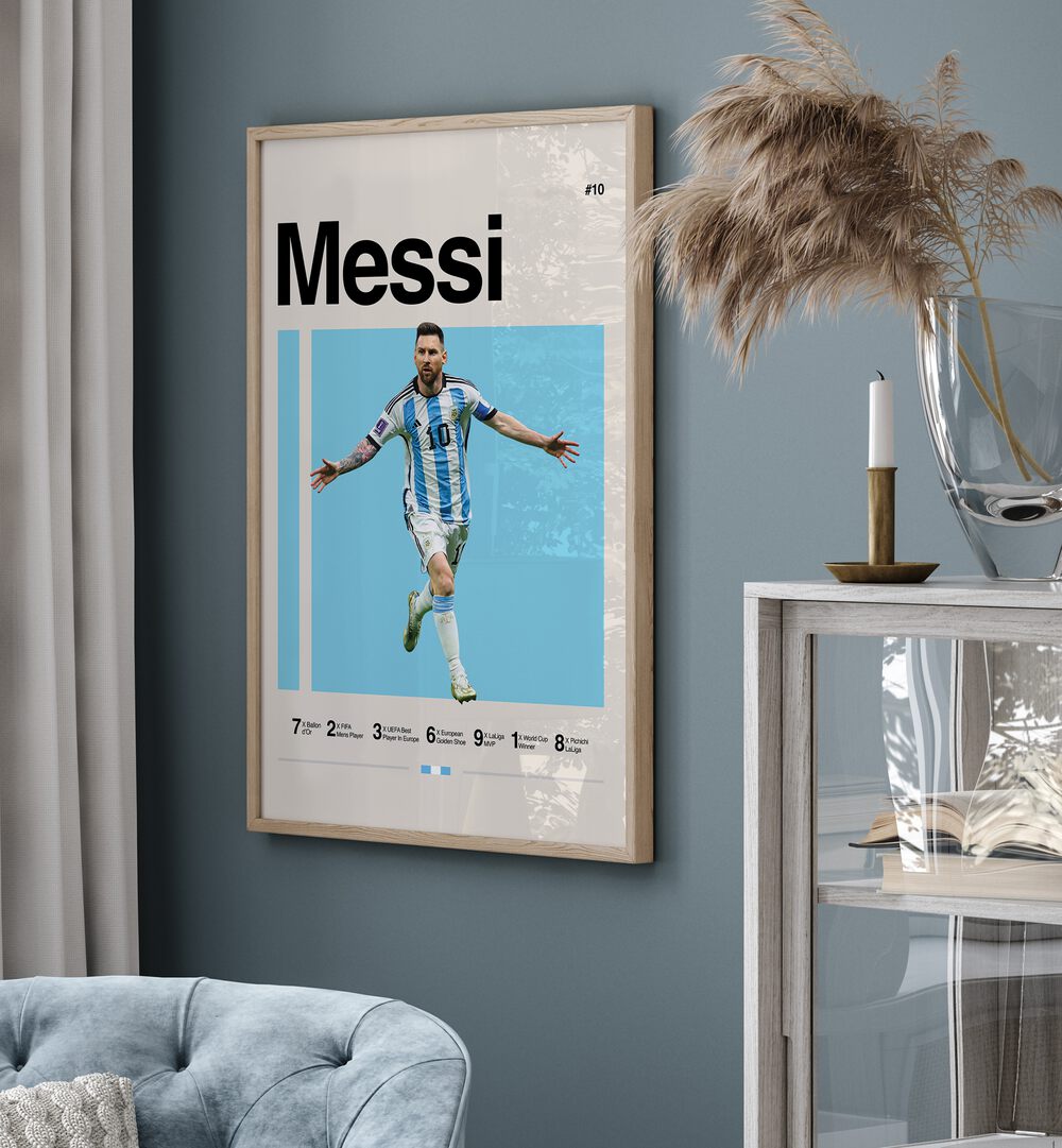 Messi Football Posters sports Artwork Placed on a wall In A Living Room 