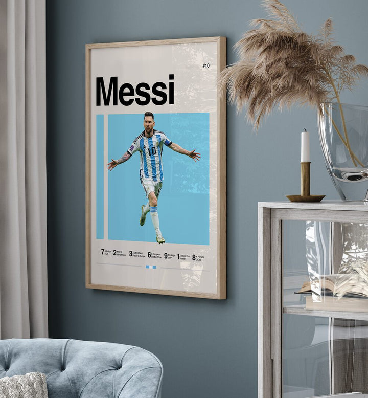 Messi Football Posters sports Artwork Placed on a wall In A Living Room 