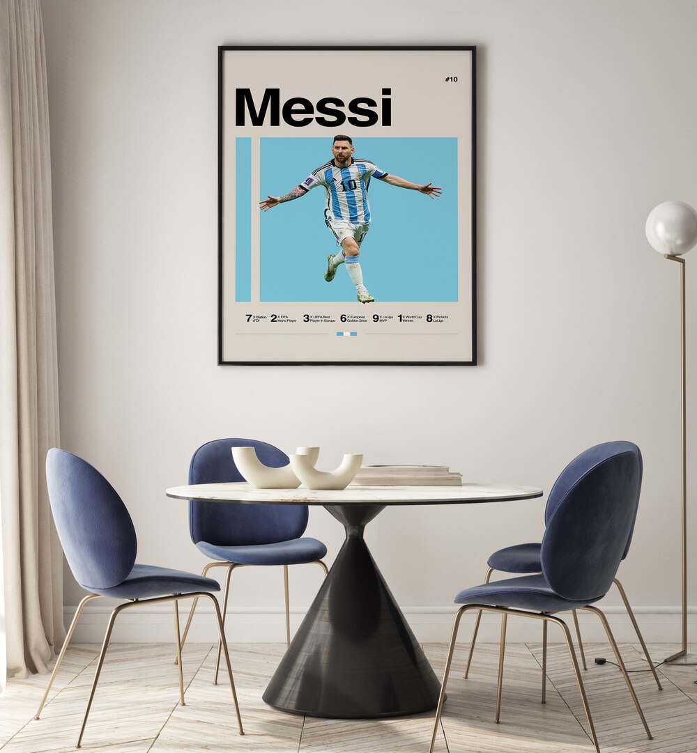 Messi Football Posters sports Artwork Placed on a wall In A Living Room 