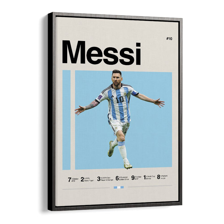 Messi Sports Art Artwork in Black Floater Frame