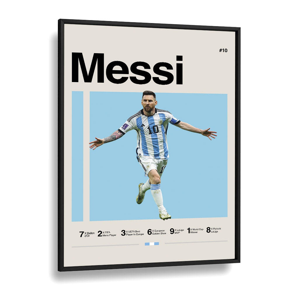 Messi Sports Art Artwork in Black Plain Frame