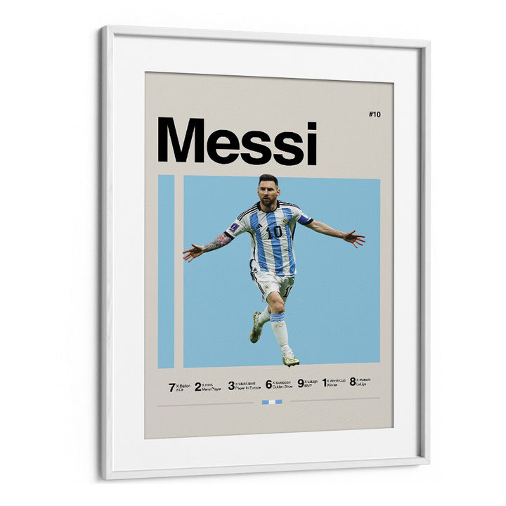 Messi Sports Art Artwork in White Frame With Mount