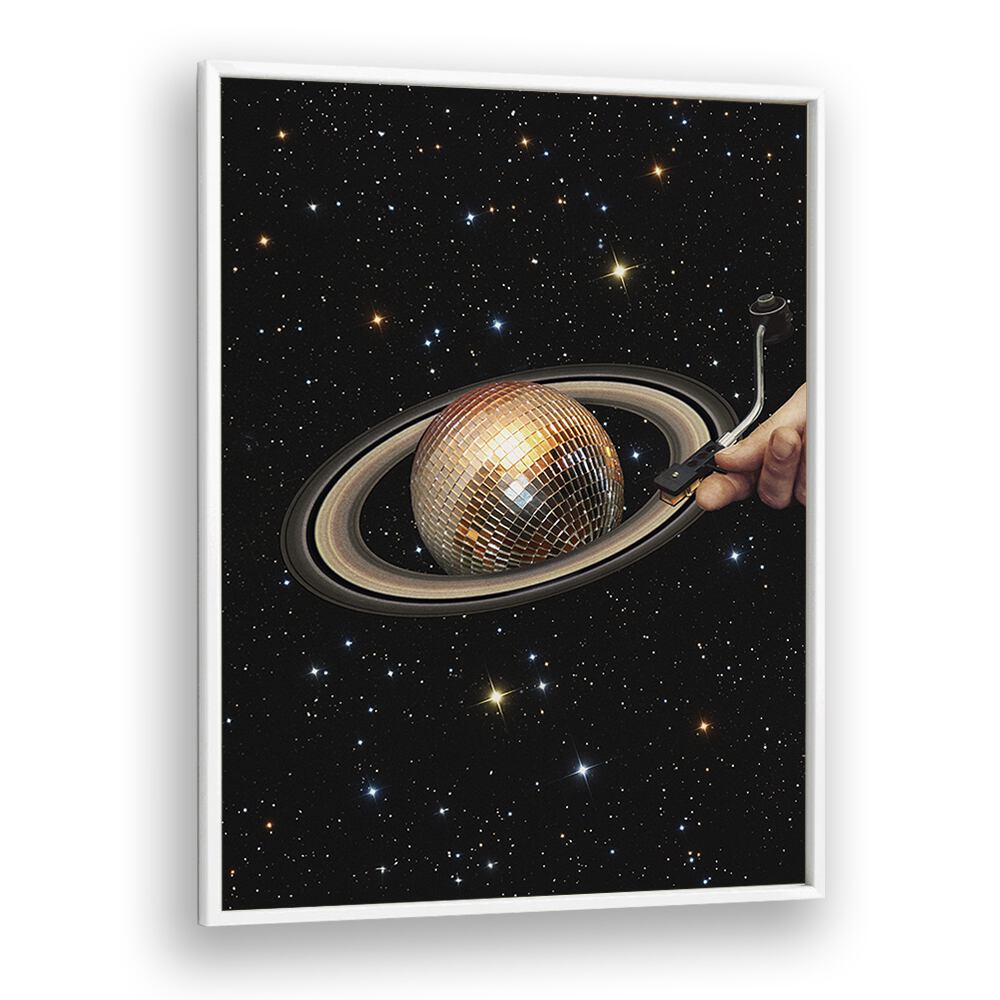 Meteor Mashup I Surreal art Artwork in White Plain Frame