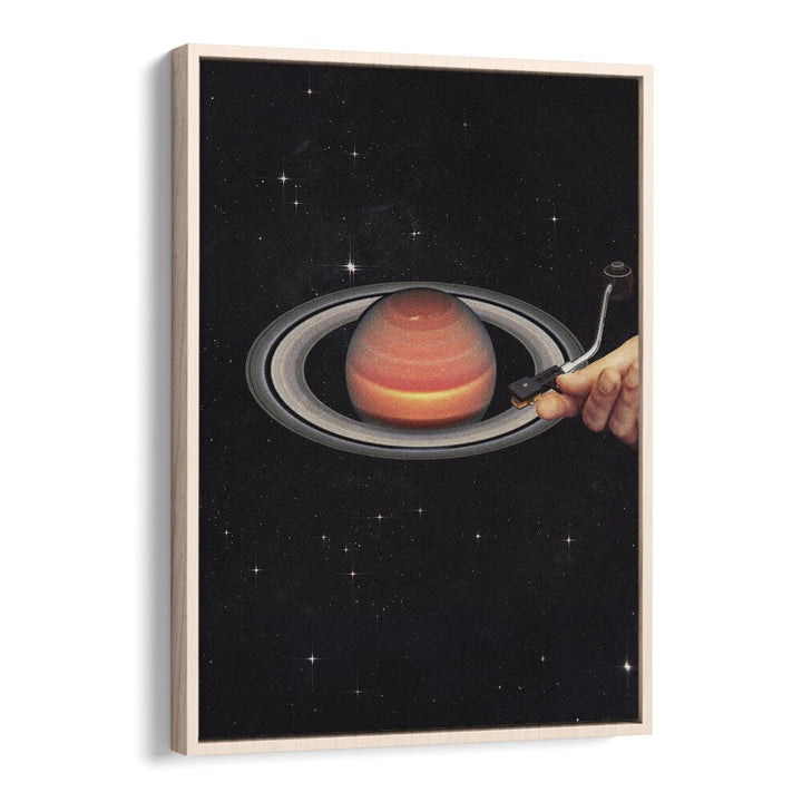 Meteor Mashup II Surreal Art Artwork in Oak Wood Floater Frame