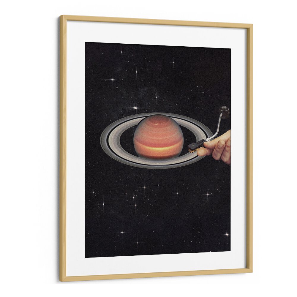 Meteor Mashup II Surreal Art Artwork in Oak Wood Frame With Mount