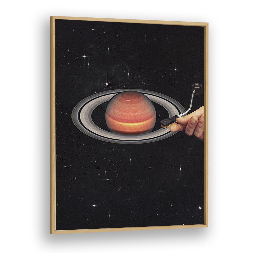 Meteor Mashup II Surreal Art Artwork in Oak Wood Plain Frame