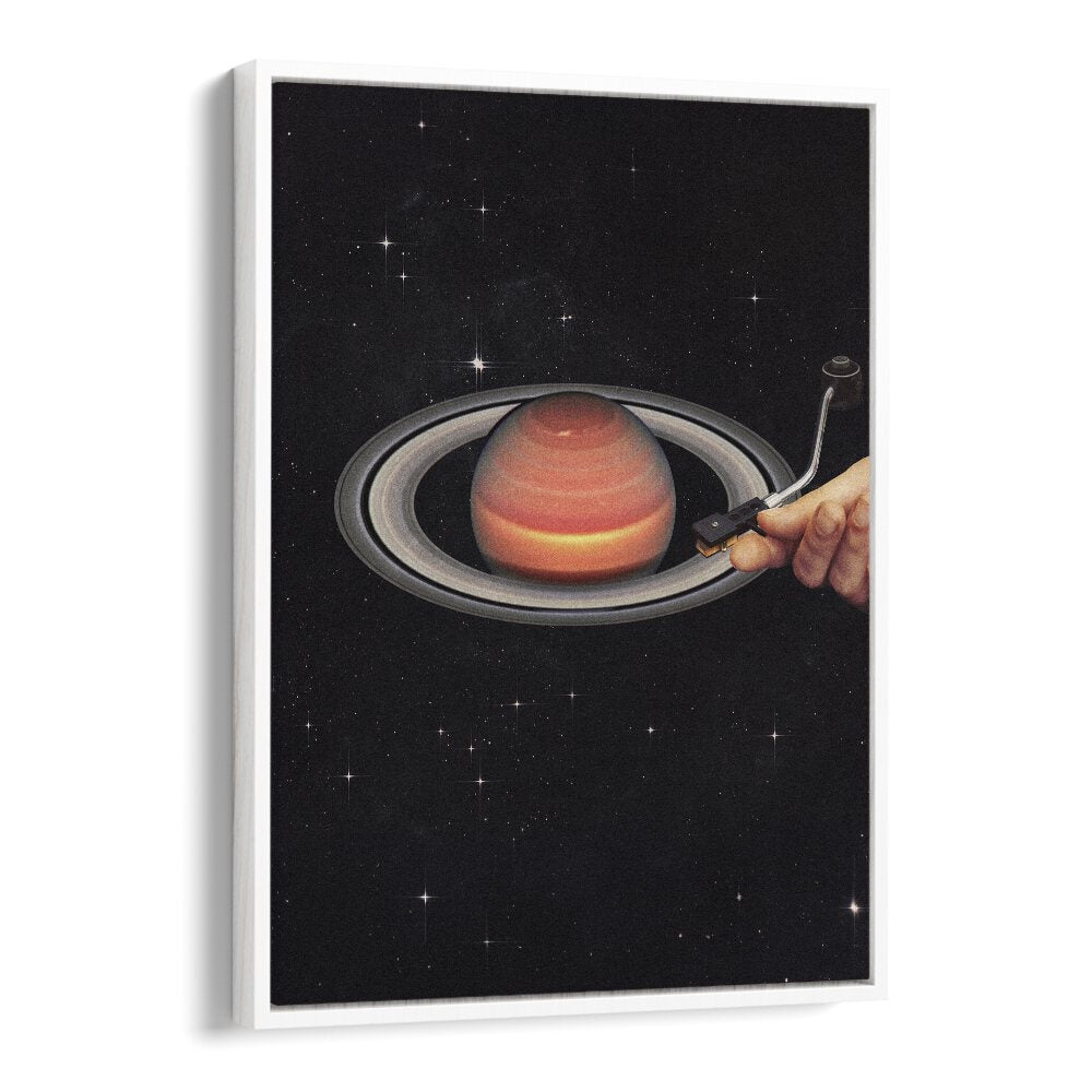 Meteor Mashup II Surreal art painting Artwork in White Floater Frame