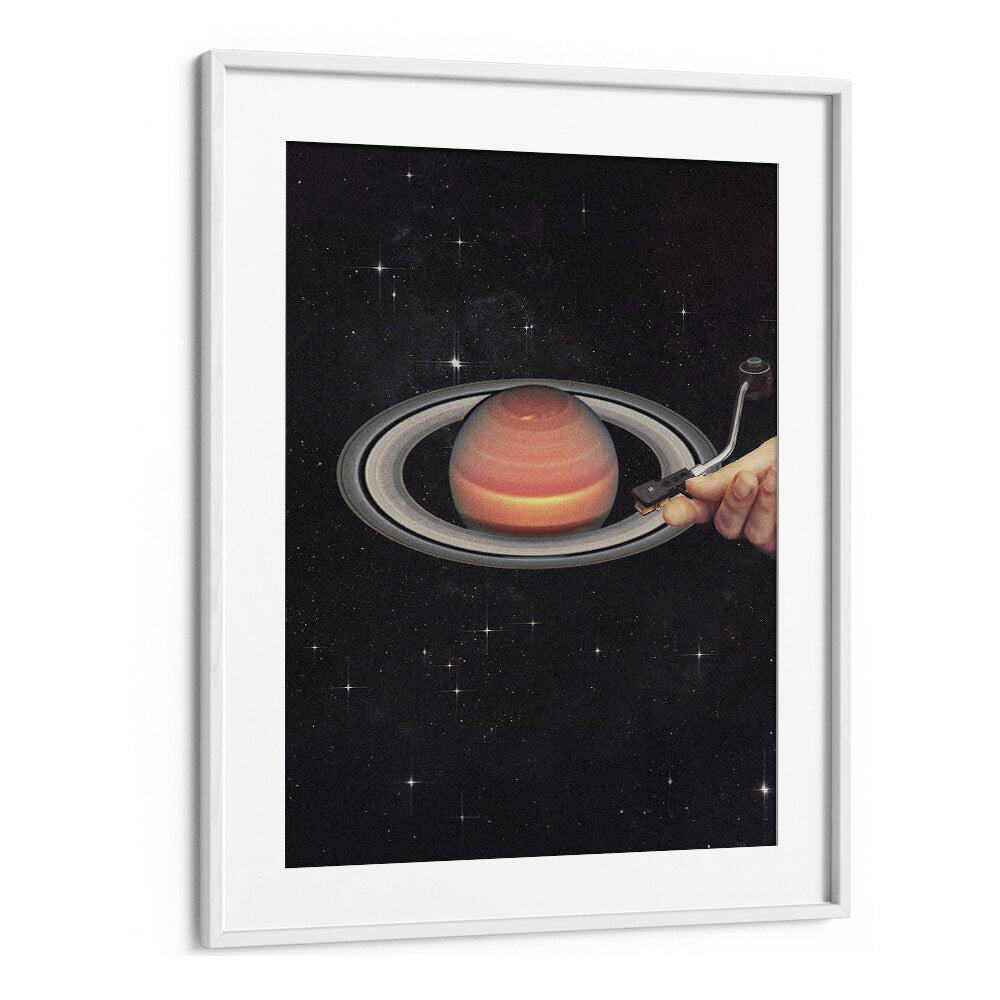 Meteor Mashup II Surreal Art Artwork in White Frame With Mount