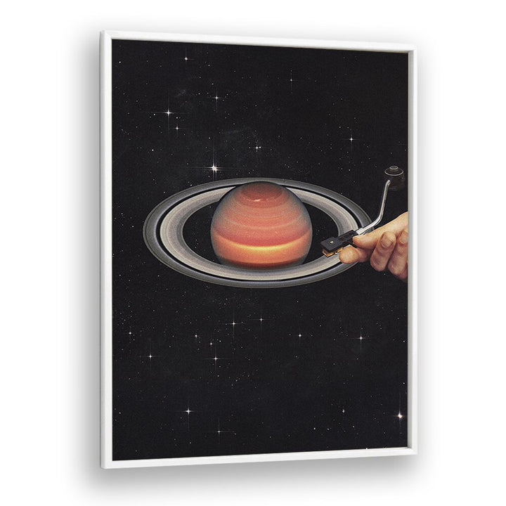 Meteor Mashup II Surreal art Artwork in White Plain Frame