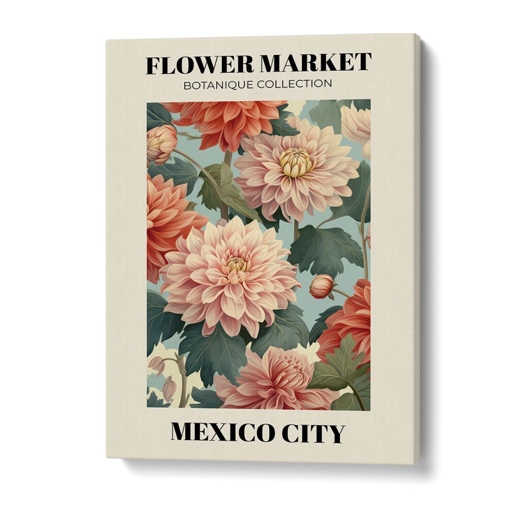 Mexico City Flower Marketo Botanical Flower Paintings Artwork in Gallery Wrap