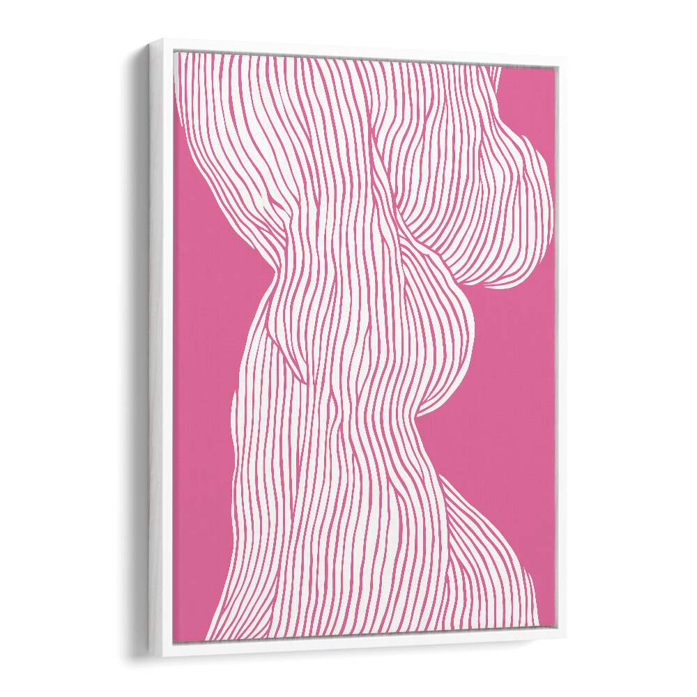 Fibers I (Pink) Fashion art painting Artwork in White Floater Frame
