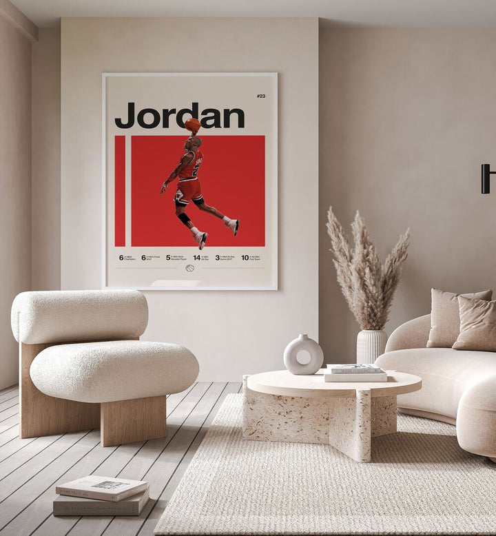 Michael Jordon Basketball Posters Artwork Placed on a wall In A Living Room 