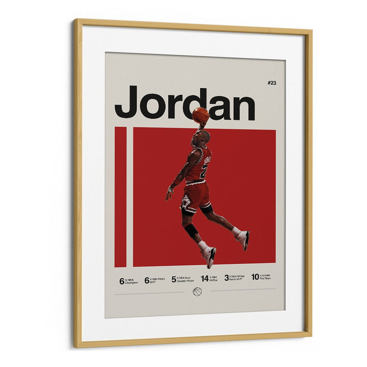 Michael Jordon Sports Art Artwork in Oak Wood Frame With Mount