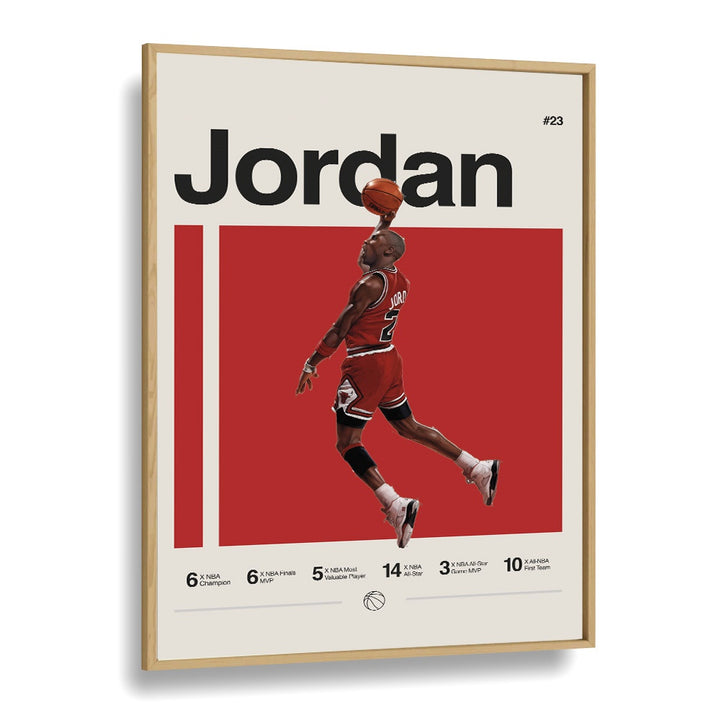 Michael Jordon Sports Art Artwork in Oak Wood Plain Frame