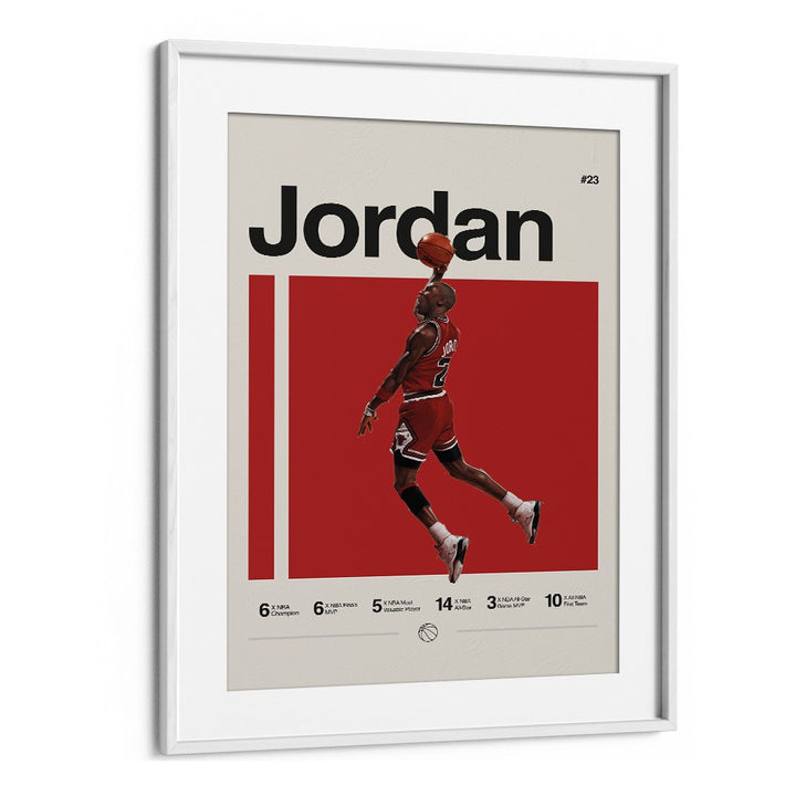 Michael Jordon Sports Art Artwork in White Frame With Mount